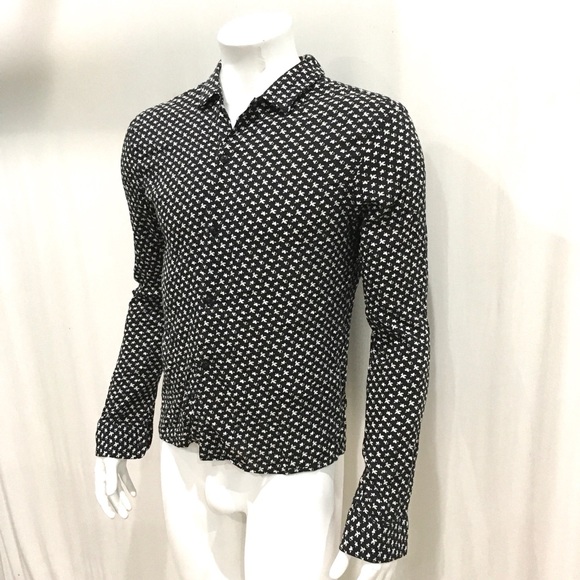 Allsaints Mens Black Lovers Button Shirt - Picture 2 of 6